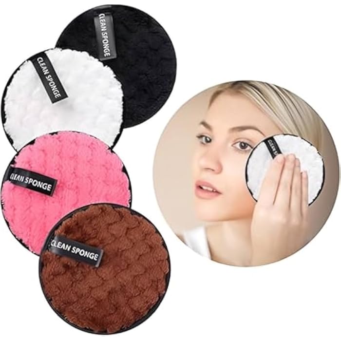 1Pc Washable Makeup Remover Cotton Pads Washable Cotton Reusable Makeup Remover Disc with Cleaning Bag Available for Face Cleansing (Random Color) - Image 4